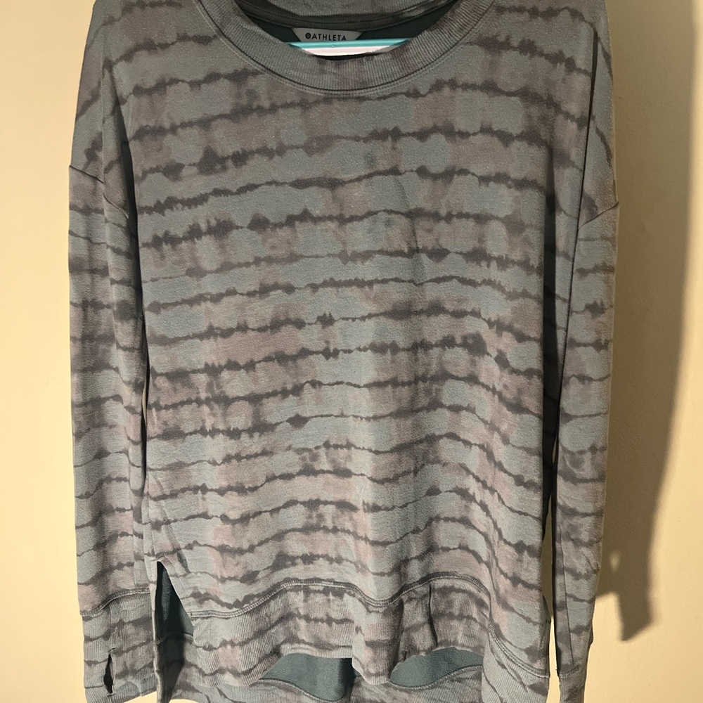 Athleta Green and Gray Tie-Dye Sweatshirt